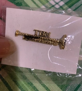 ❤️Vintage goldfarbene christliche Trompete "Vielleicht heute" religiöse Brosche Anstecknadel 1,5" - Bild 1 von 7