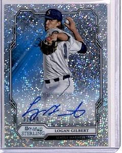 2019 Bowman Sterling Speckle Refractor Autographs /99 Logan Gilbert RC Auto - Picture 1 of 2