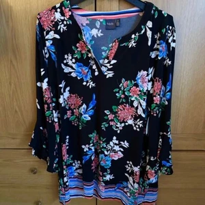 Brand New With Tags Rafaella Floral Bell Sleeve Design Tunic Top - Picture 1 of 15