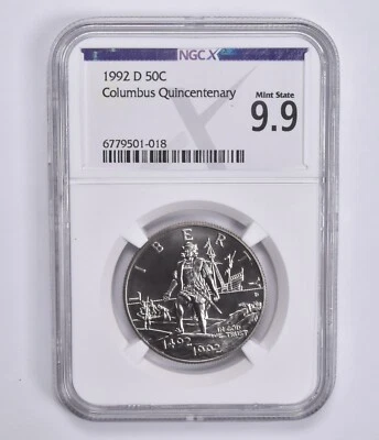 Mint State 9.9 1992-D Columbus Commemorative Half Dollar NGC X NGCX - Image 1 of 4