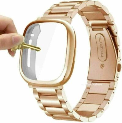 Correa de reloj de acero inoxidable + funda para Fitbit Versa 2/3/4/Sense Foto 1 de 4