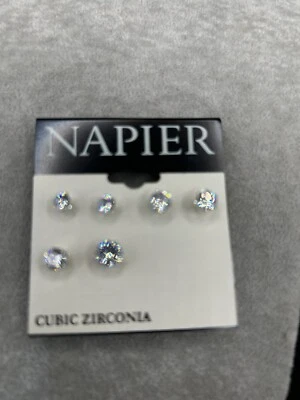 Napier серебристого тона CZ серьги трио комплект новый - Изображение 1 из 2