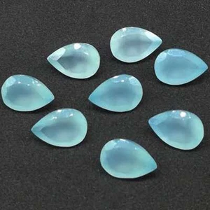 Aqua Chalcedony Faceted Pear Cut 7x5 MM Calibrated Size Loose Gemstone E - Picture 1 of 5