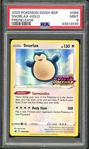 PSA 9 Prerelease Black Star Promo Snorlax Holo 068 Pokemon Cards 2020 ๐ฅ - Picture 1 of 2