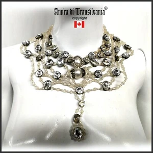 necklace woman jewelry pearl strass luxury vintage fashion accessories layered - Picture 1 of 24
