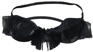 Vtg Frederick's Of Hollywood Open Cup Shelf Bra Small Satin Fringe 80s Strapless - Picture 1 of 5