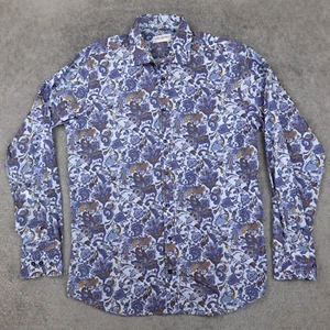 Camisa John Henric Para Hombre 16.5 42 Azul Paisley Milano Abotonada Fácil Hierro Algodón - Imagen 1 de 9
