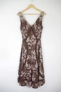 Vestido de malla bordada Phase Eight marrón y crema talla UK 12 - Imagen 1 de 8