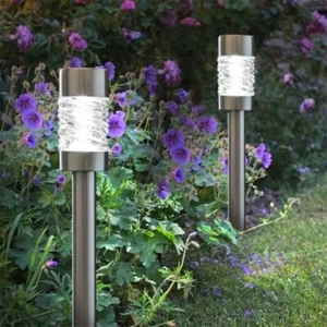 4 Stück Solar Pfahlleuchten superhell Gartenbeleuchtung Außen LED Edelstahl - Bild 1 von 24