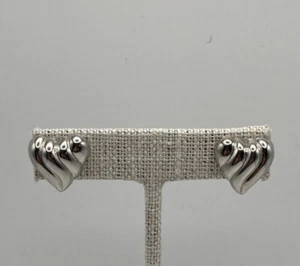 Heart Earrings Silver Tone, Pierced - Picture 1 of 6