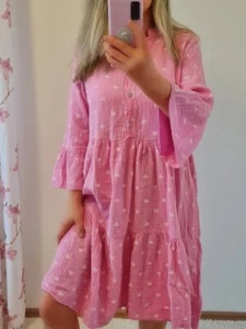 Kleid Musselin Tunika Herzen italymode Volant Ärmel - Bild 1 von 2