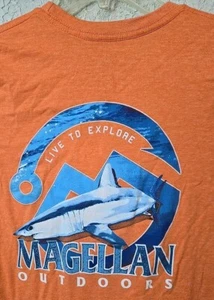Magellan Orange Outdoor Youth Large Short Sleeve Classic Fit Graphic Shark Tee - Picture 1 of 8