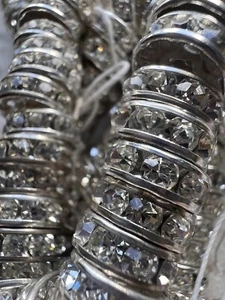 15Pc clear czech crystal Set Silver Plated Rondel Spacer Beads 11/4mm (c1212) - Picture 1 of 8