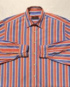 Etro Multicolor Long Sleeve Striped Men's Dress Shirt Size 42 Made In Italy