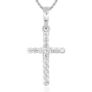 .10CTW Natural Diamond 10K Gold Yellow White Rose Bezel Cross Pendant - Picture 1 of 11