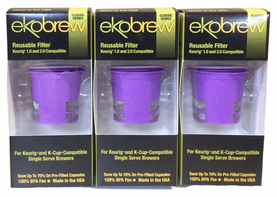 Filtro reutilizável 3pçs EkoBrew para cervejarias de serviço único compatíveis com Keurig e K-Cup - Imagem 1 de 1