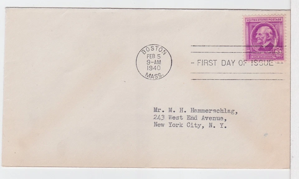 TurtlesTradingPost- Ralph Waldo Emerson #861 FDC 1940 Famous Americans - Image 1 of 2