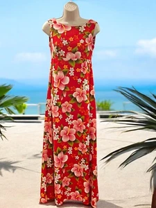 Vestido Vintage Ui-Maikai Hawaiano Corteza Tela Tiki Hibisco Flores Estampado Talla S/M - Imagen 1 de 10