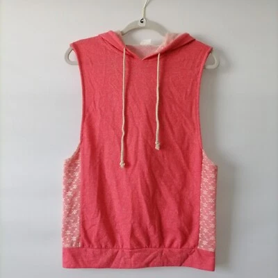 Tresics Vendor TDV-H5521 Women's Coral Pink Sleeveless Drawstring Hoodie Size S - Imagem 1 de 4