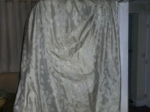 pair of eau de nil/light silver faux silk curtains - Picture 1 of 5