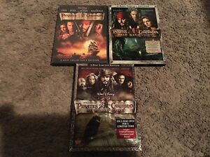 Pirates of the Caribbean Trilogy (DVD, 4-Discs) FIRST 3 MOVIES, VG-GREAT SHAPE