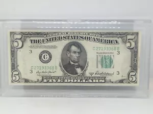 1950 B $5 UNITED STATES FEDERAL RESERVE OFFSET MISALIGNMENT ERROR NOTE - Picture 1 of 2