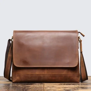 Herren Leder Umhängetasche Laptoptasche Schultertasche für Arbeit - Bild 1 von 15