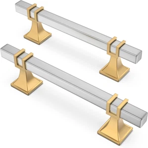 10 Pack 3-3/4 Inch Cabinet Pulls Brushed Nickel Gold Dresser Drawer Handles - Picture 1 of 12