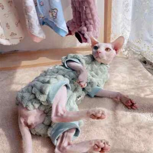Warm Cat Turtleneck Sweater Hairless Cat Clothes Winter Coat Thickening Fleece - Picture 1 of 23