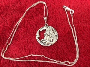Retro sitting dragon moon star charm sterling silver 18” pendant new chain - Picture 1 of 1