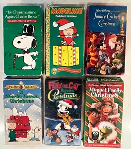 Vintage Christmas VHS 6 Kids Cartoons Felix Madeline Peanuts (2), Disney Muppets - Picture 1 of 14