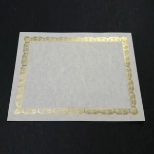 Gold Foil Embossed Certificates Blank 8.5 x 11 60# text white parchment (25) - Picture 1 of 3