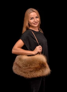 Bolso de hombro genuino de piel de zorro rojo único - Imagen 1 de 5