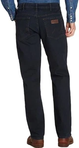 Wrangelr Mens Texas Stretch Brown Stitch Indigo Jeans With a Classic Waist Fit ( - Picture 1 of 46