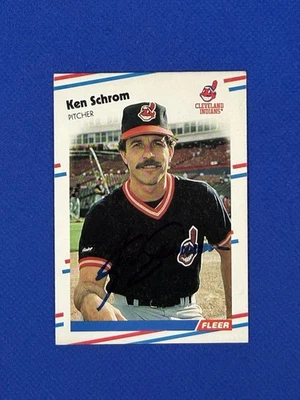 1988 FLEER KEN SCHROM AUTOGRAPH SIGNED AUTO #614 CLEVELAND INDIANS - Image 1 of 2