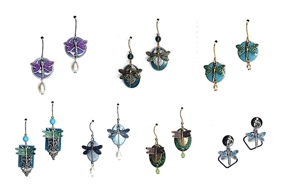 Silver-Forest Dragonfly Earrings - Surgical Steel - 7 Styles - You Pick - Image 1 of 1