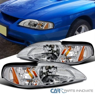 Fits 1994-1998 Ford Mustang 1PC Style Headlights Corner Signal Lamps Left+Right — 第 1/4 张图片