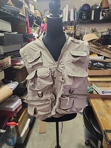 Cabelas Mens Medium Upland Hunting Fishing Photography Vest Zip Back Khaki - Picture 1 of 6