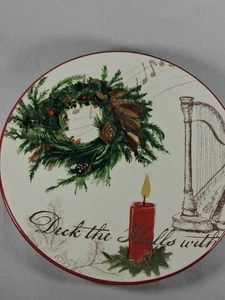 WILLIAMS SONOMA CHRISTMAS CAROLS CERAMIC SALAD LUNCH PLATE 8 3/4" DIAMETER - Picture 1 of 5