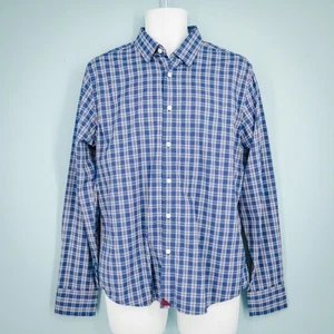Camisa Untuckit Talla Mediana M Azul A Cuadros Calce Ajustado Cuello Manga Larga - Imagen 1 de 6