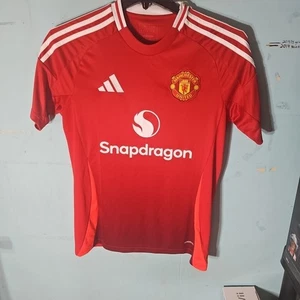 NEUF MAILLOT DE FOOTBALL AUTHENTIQUE ADIDAS 130 $ MANCHESTER UNITED SNAPDRAGON HOME MED - Photo 1/7