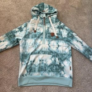 NUOVO Wanakome Tie Dye Felpa con Cappuccio Uomo M Bianco Smeraldo Pullover $150 - Foto 1 di 6
