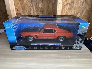 Welly Collection Diecast 1969 Ford Mustang Diecast 1:18 Scale - NIB Black/Orange - Picture 1 of 19