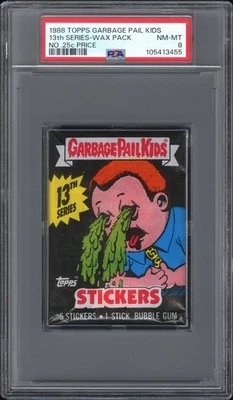 1988 OS13 Garbage Pail Kids 13th Series 13 Card Wax Pack PSA 8 NM - WITHOUT 25c - Image 1 of 2