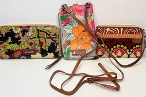 Fossil Key Per Wallet Wristlet / Sak Roots Coated Canvas Lot of 3 - Picture 1 of 23