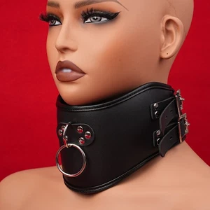 PU Leder Halsband Halsfessel Korsett Sklave Kragen Schwarz Choker Roleplay  - Bild 1 von 24