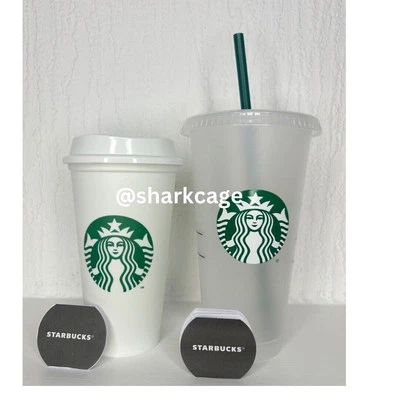 Многоразовый дуэт: чашка для холодных напитков 24 унции и чашка для горячих путешествий 16 унций оригинальная соломинка Starbucks - Изображение 1 из 4
