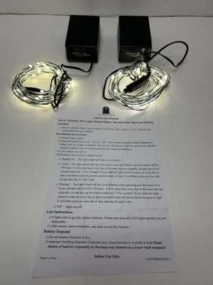2 LUCES BELÉN Cuerda Hada Tri Función Temporizador Batería 10’ Mini CLARO/PLATEADO Foto 1 de 3