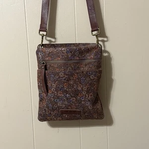 American Leather Co Purse Women's Crossbody Brown With Multi Colored Flowers - Picture 1 of 10