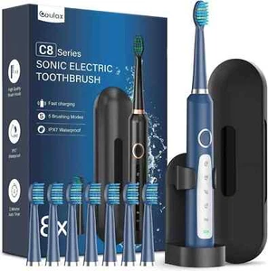 COULAX C8 Series Sonic Electric Toothbrush 8 Tooth Brush heads Included - Blue - Picture 1 of 6